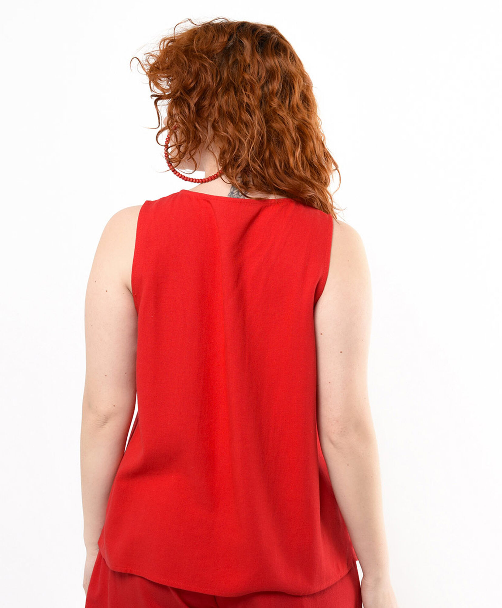 Blusa mujer lino roja sin mangas Blusa mujer lino roja sin mangas
