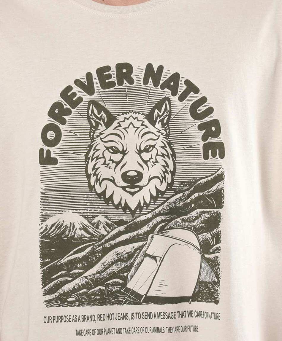 Polera hombre estampado lobo