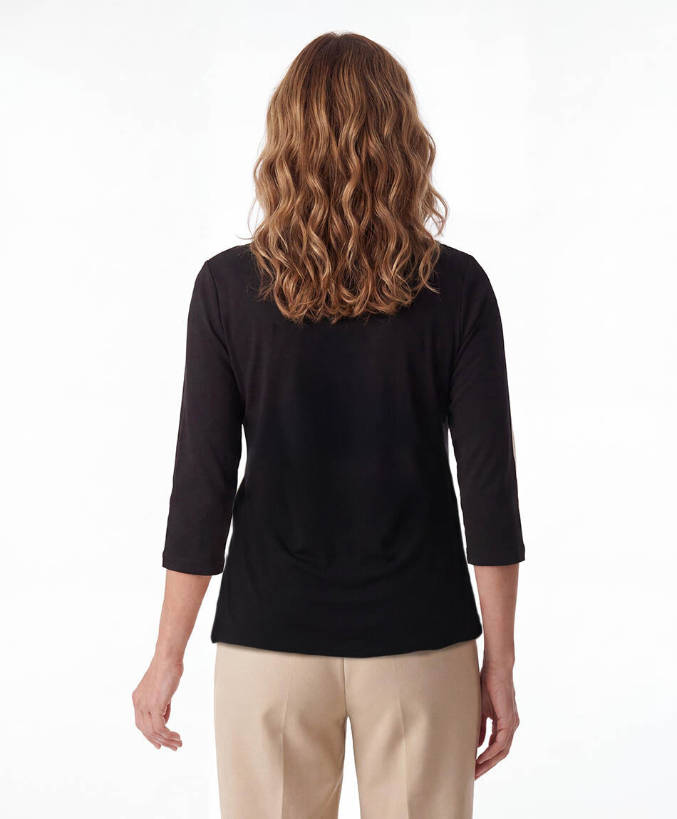 Polera mujer bicolor brillos