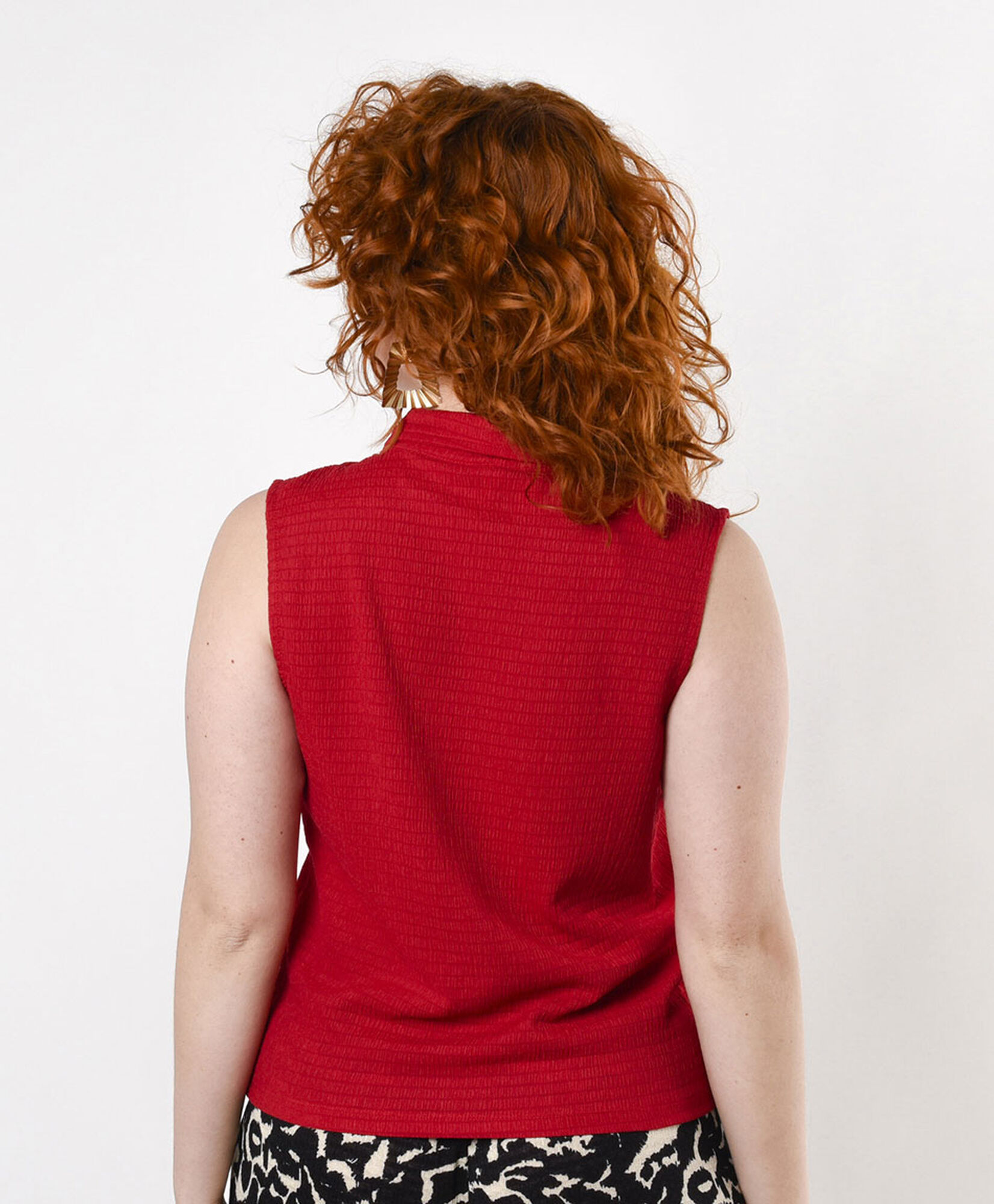 Blusa mujer textura roja sin mangas Blusa mujer textura roja sin mangas