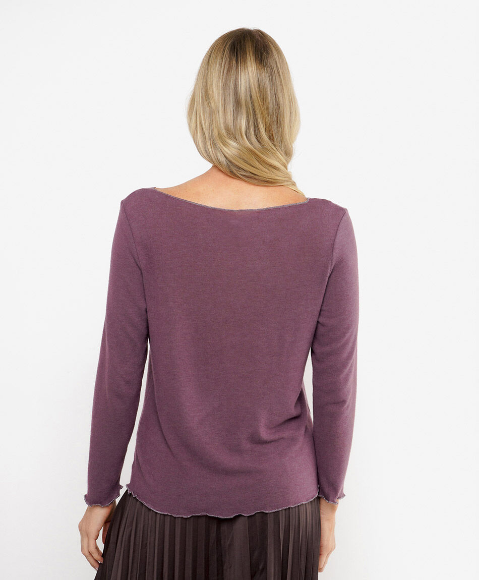Polera mujer cuello bote lanosa