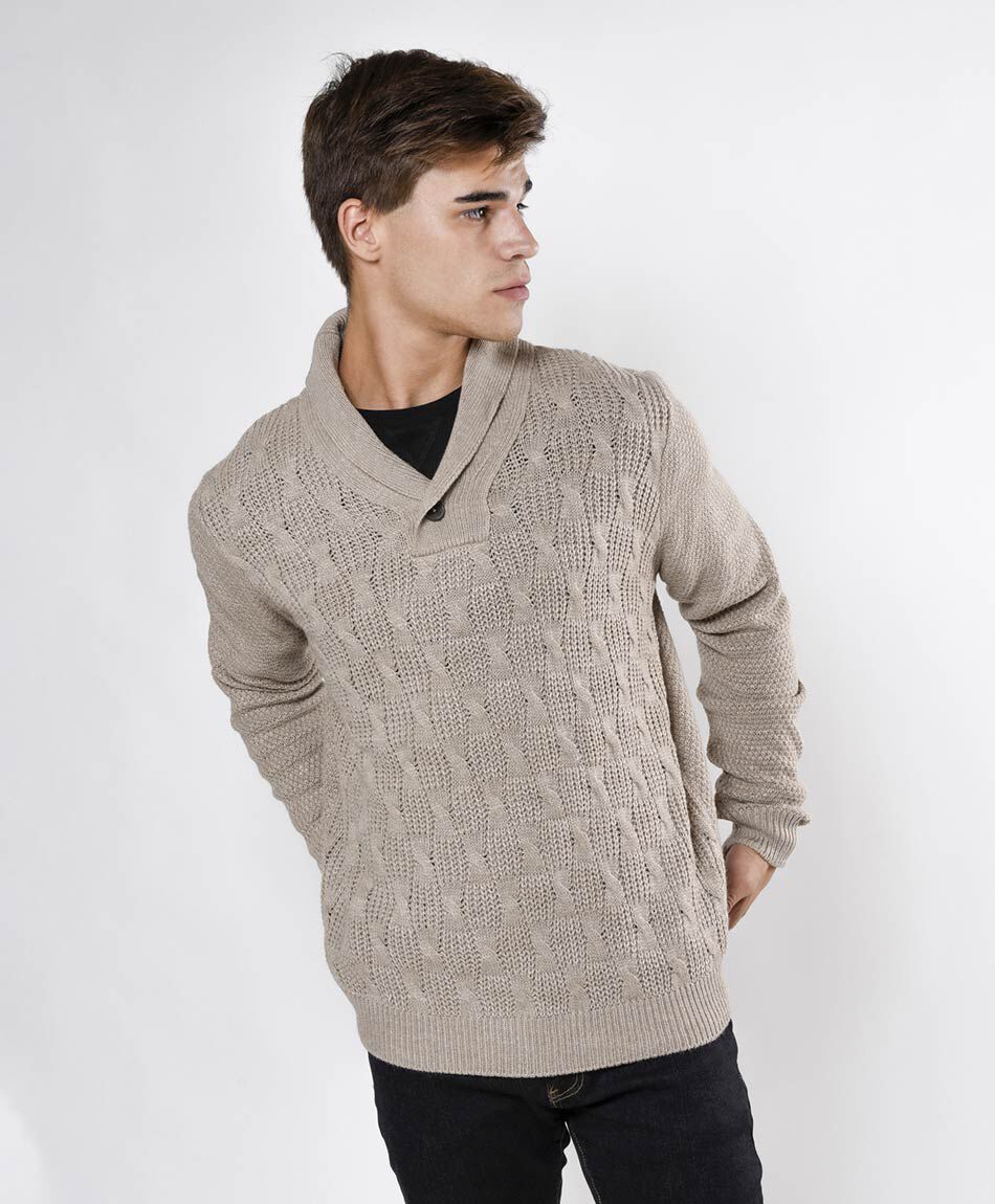 Sweater hombre bot&oacute;n en cuello