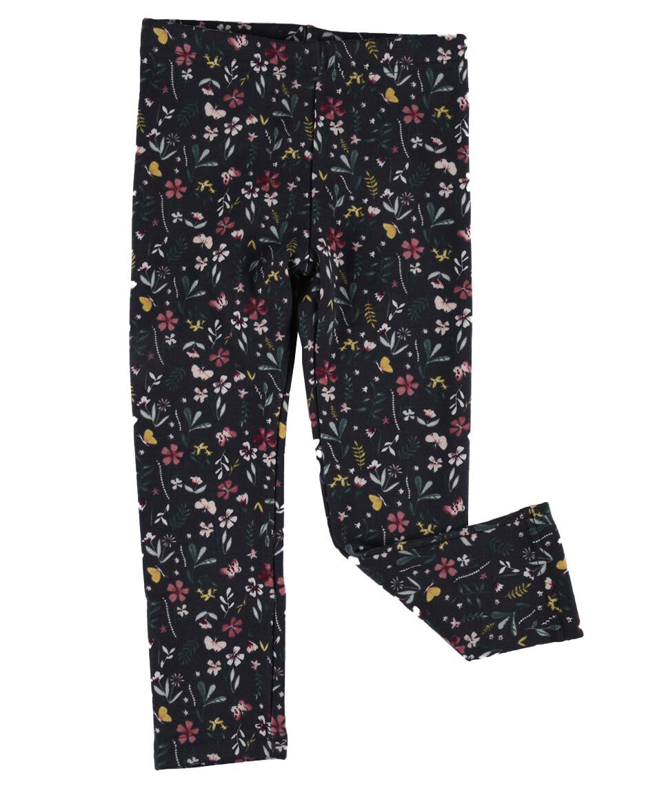 Leggins floral forrada piel