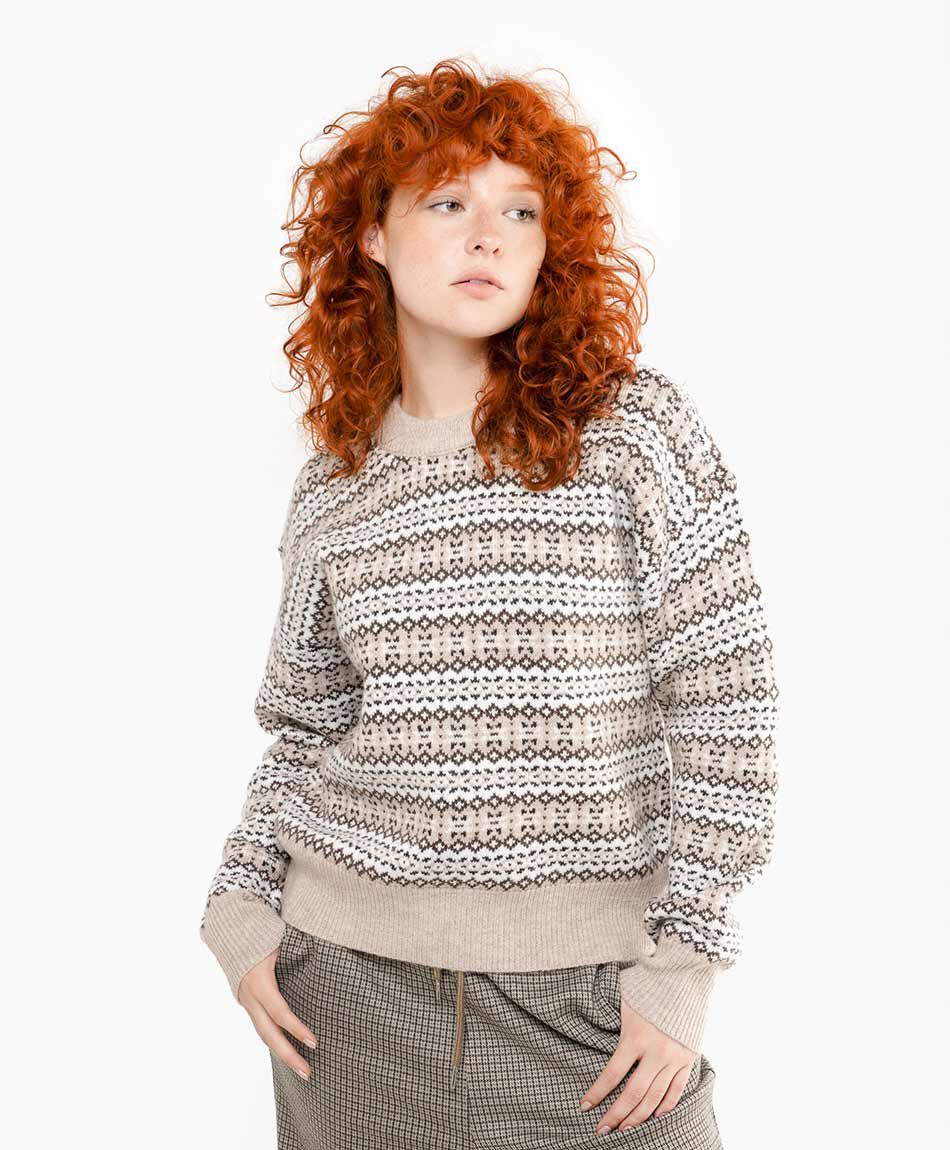 Sweater mujer dise&ntilde;o r&uacute;stico beige