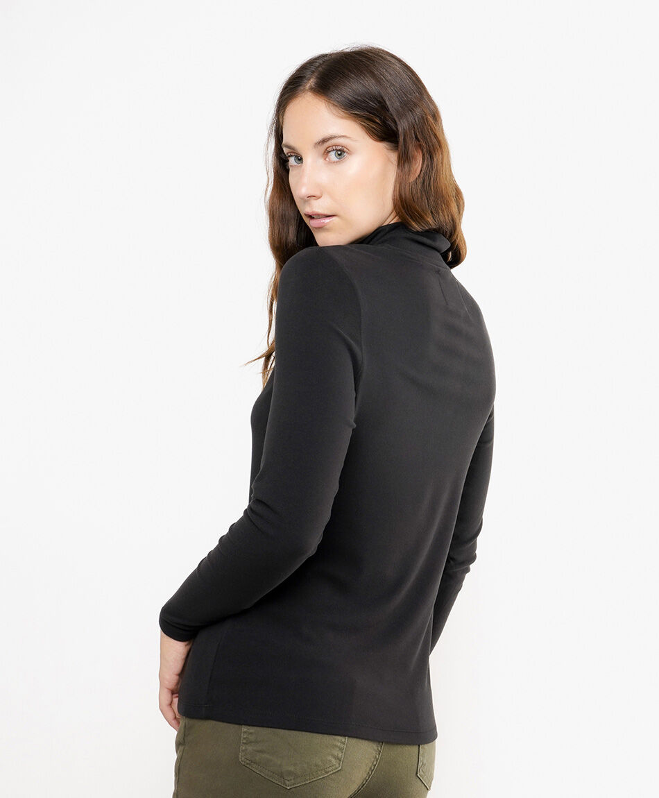 Polera mujer micro zipper negro