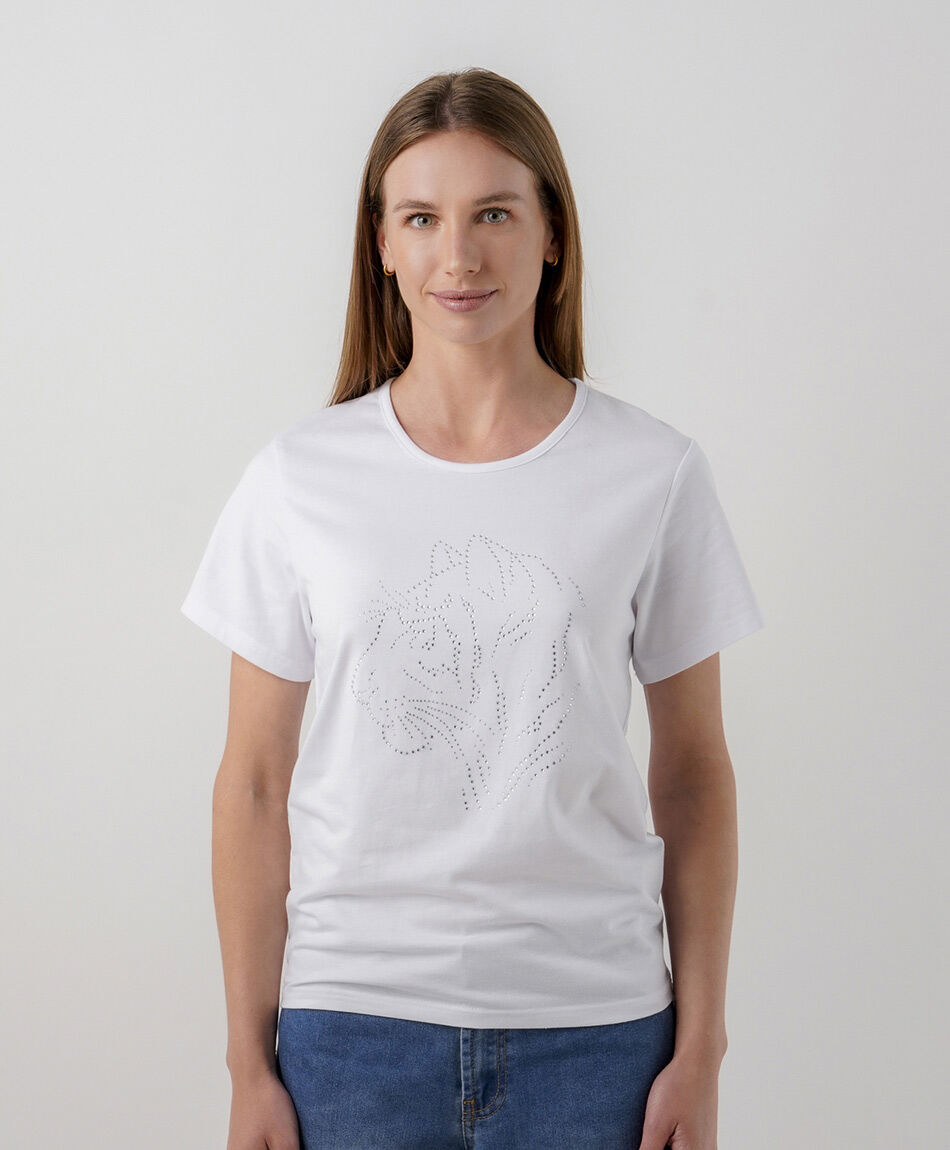Polera mujer bordado tigre