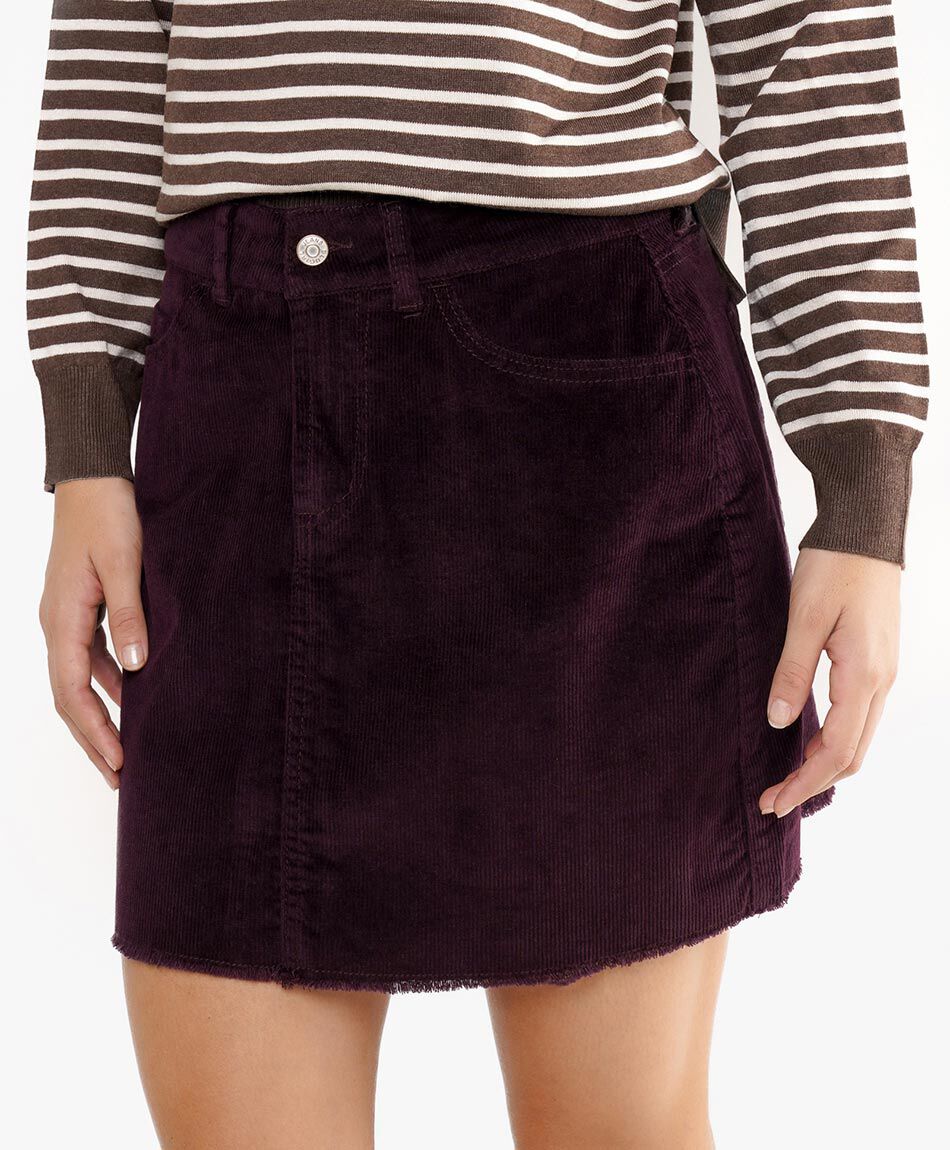 Mini falda short contraste burdeo