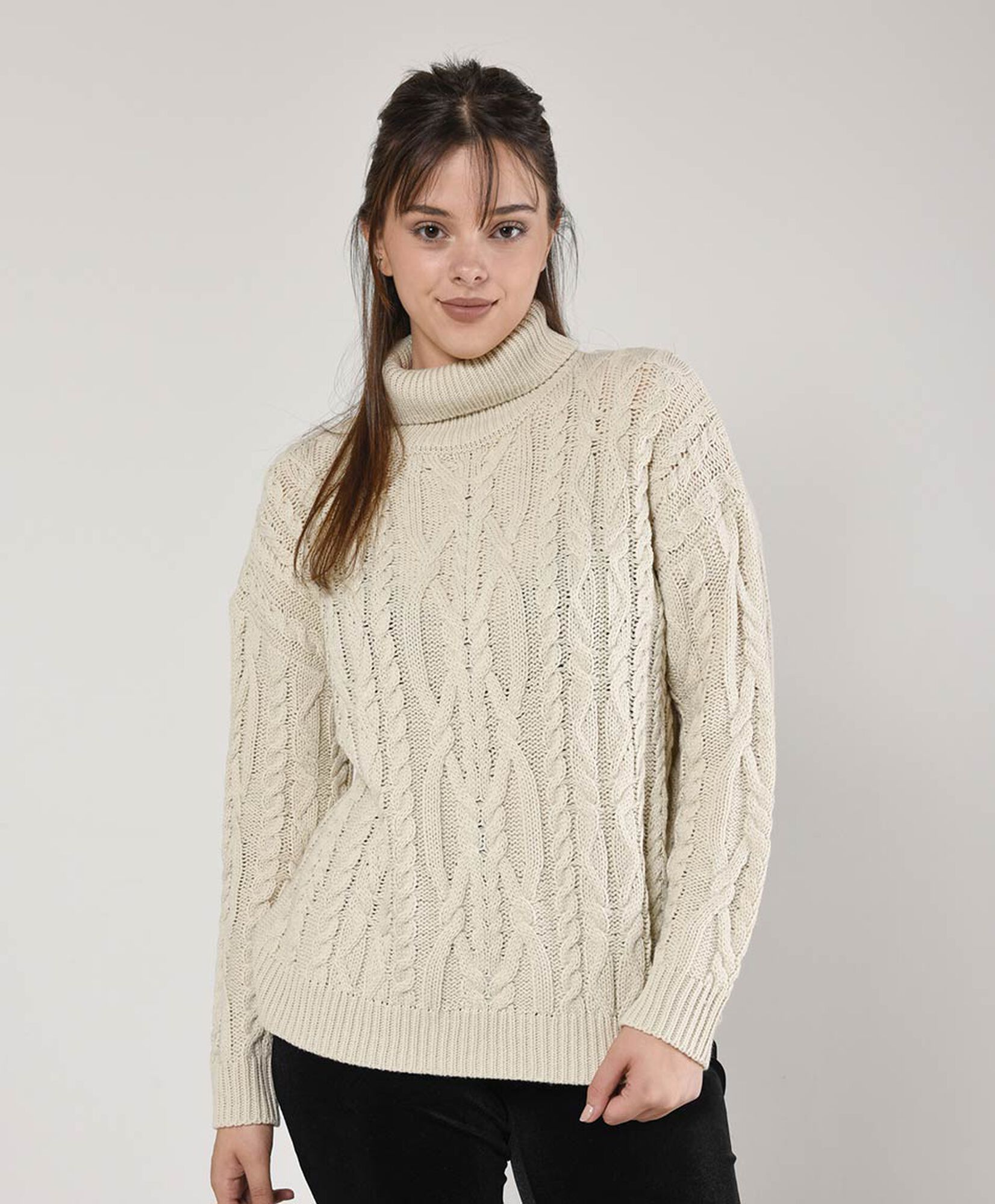 Sweater mujer trenzado cuello tortuga Sweater mujer trenzado cuello tortuga