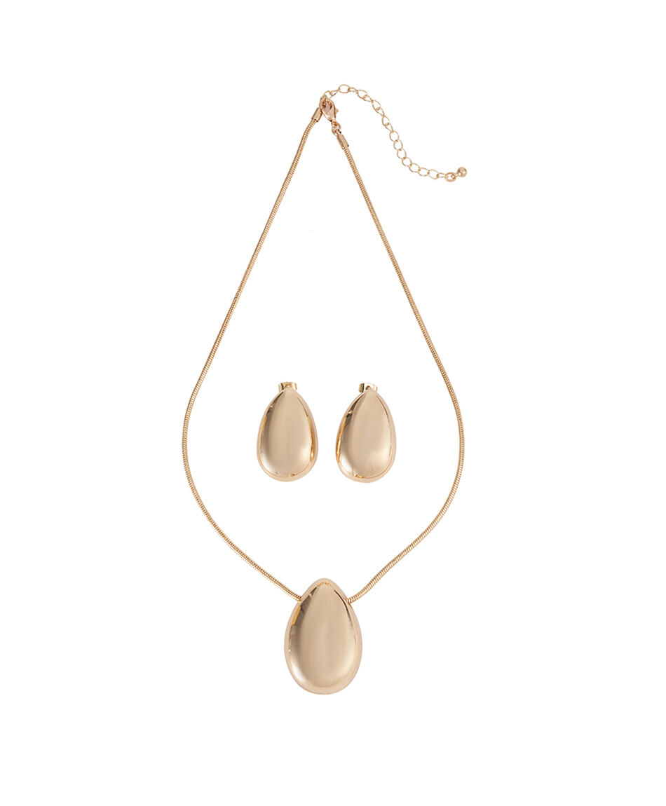 Set collar + aros mujer gotas