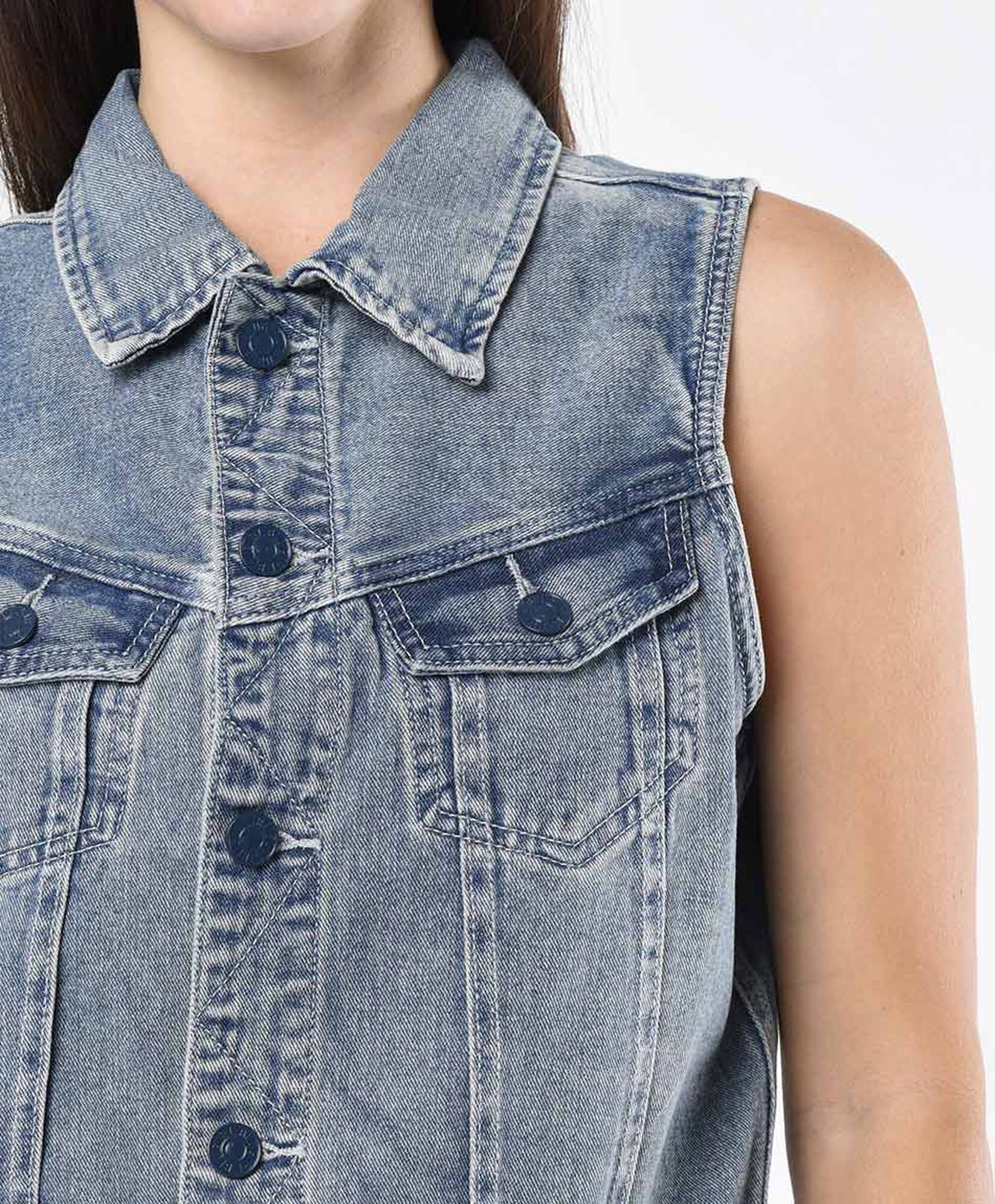 Chaqueta mujer denim sin mangas Chaqueta mujer denim sin mangas
