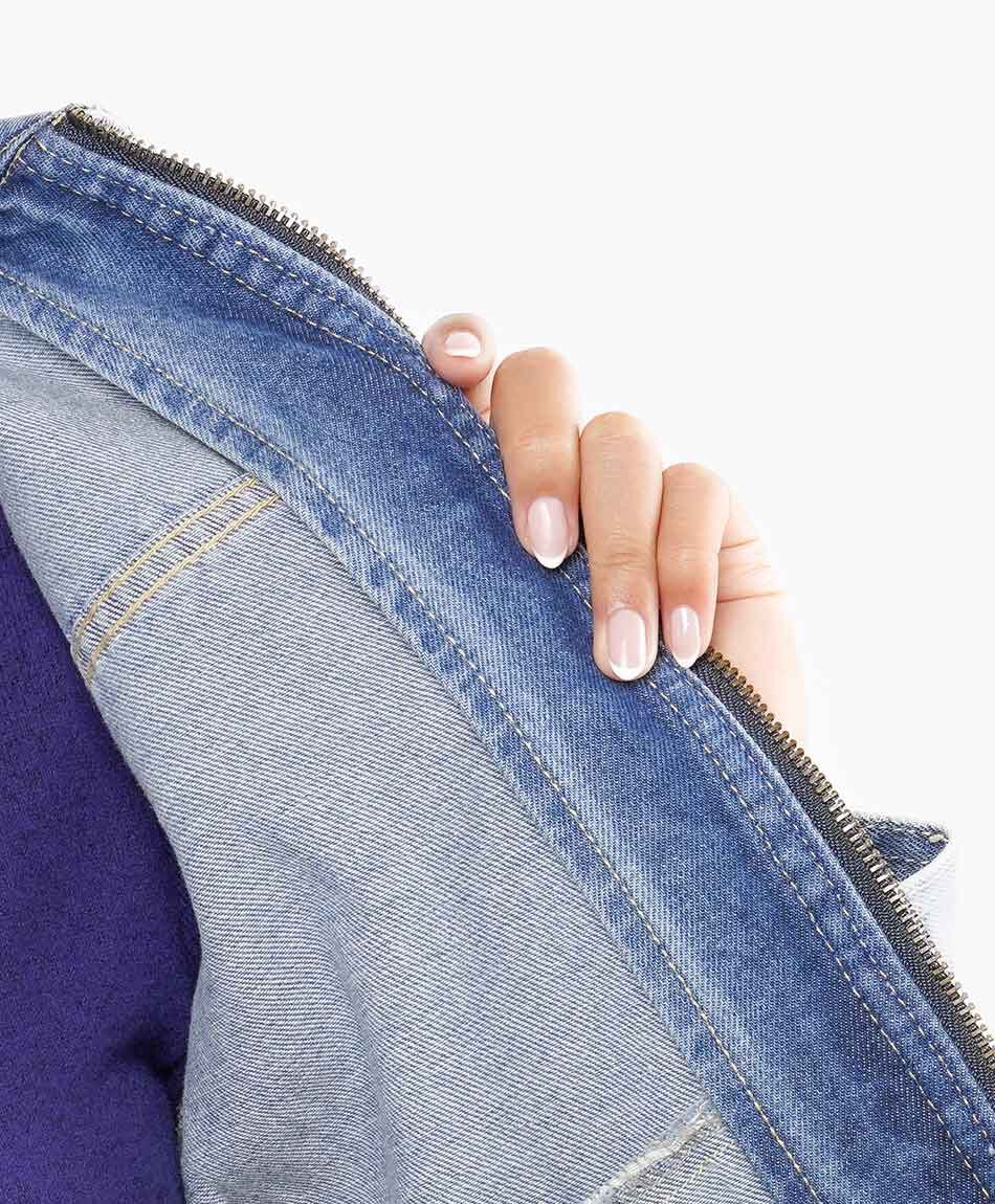 Chaqueta mujer denim cierre negro