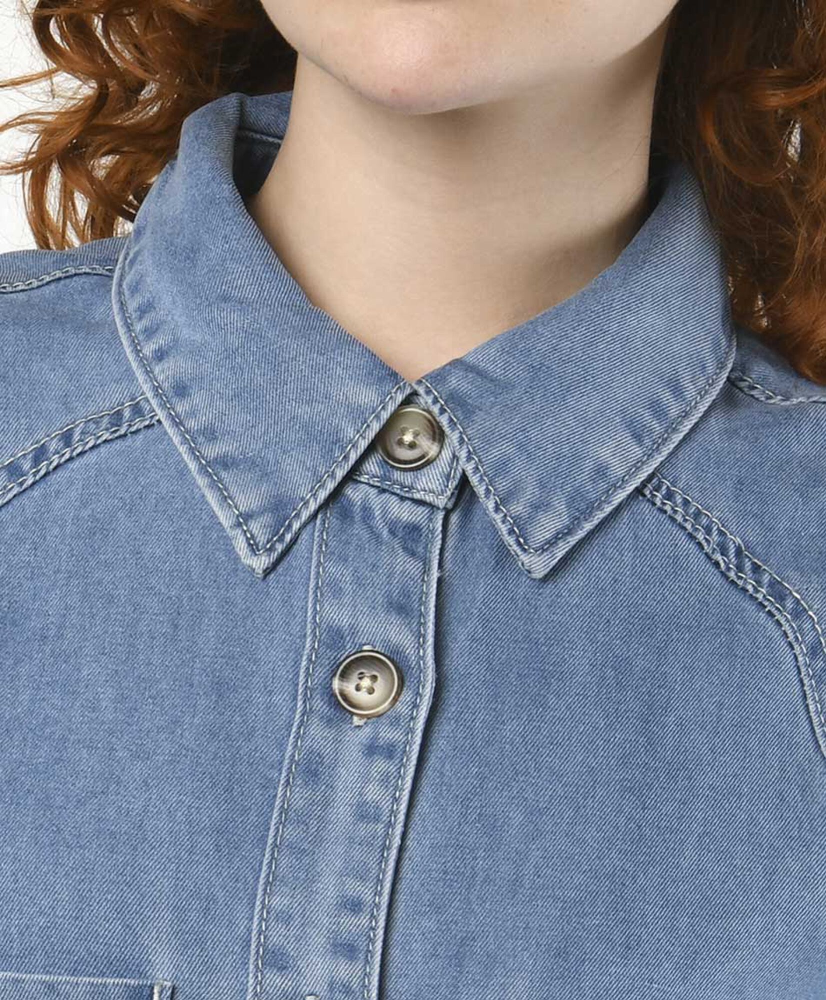 Blusa mujer denim doble bolsillo Blusa mujer denim doble bolsillo