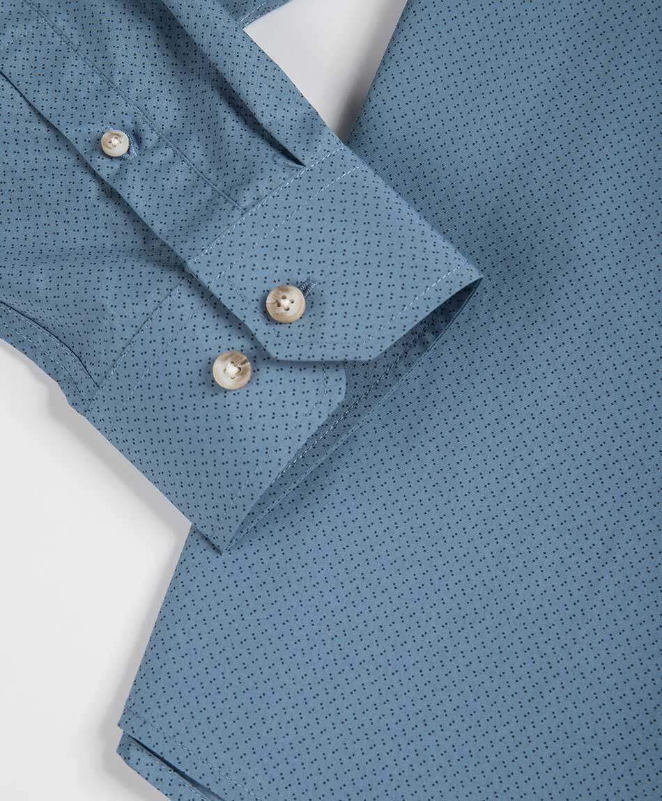 Camisa hombre formal celeste puntos