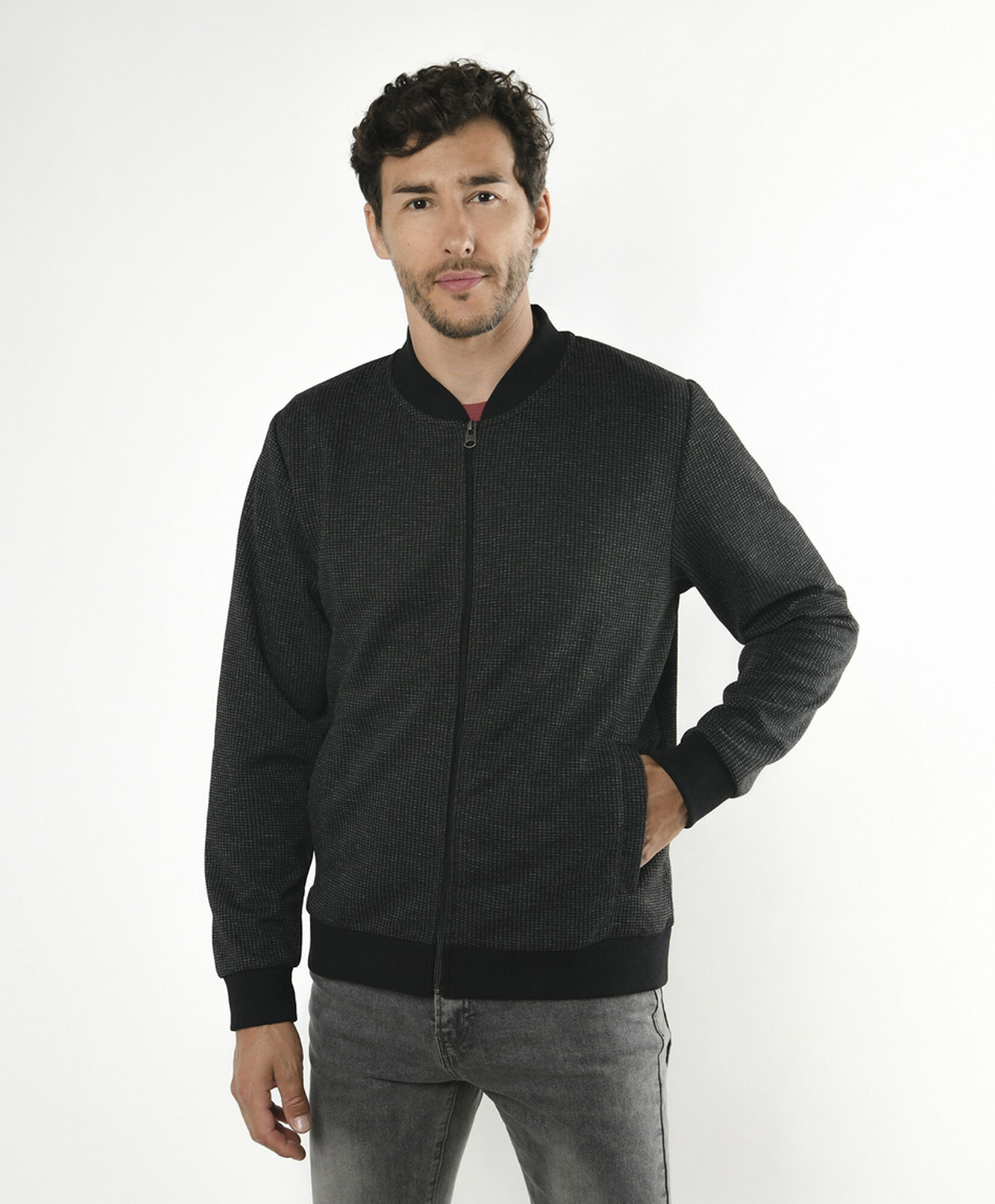 Chaqueta hombre estilo bomber jaspeada Chaqueta hombre estilo bomber jaspeada