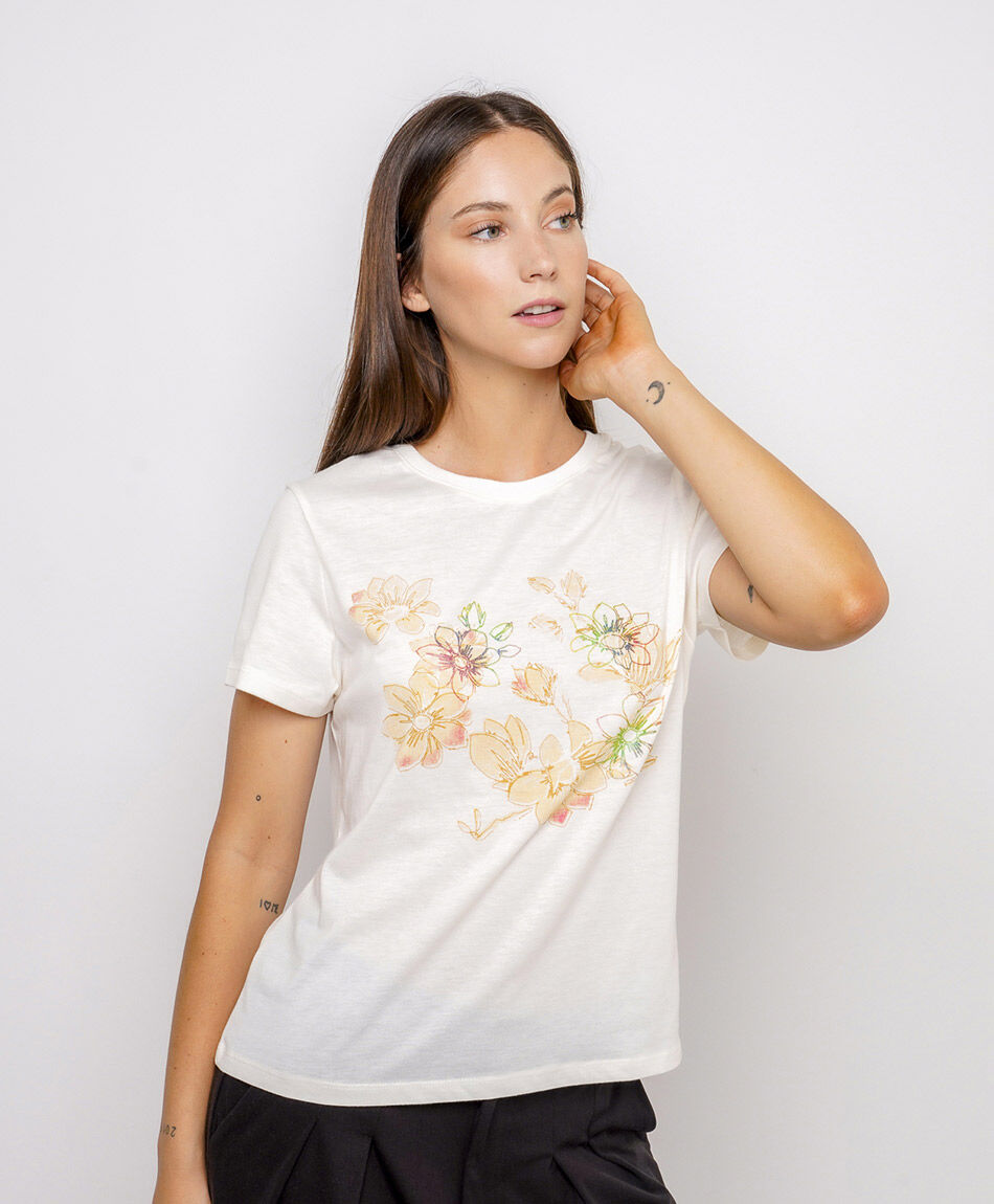 Polera mujer estampado flowers