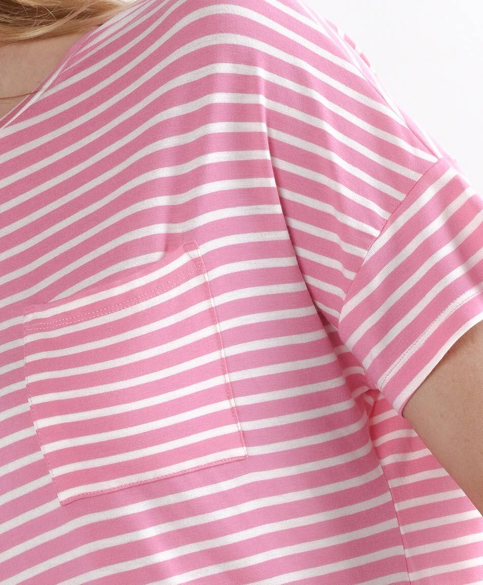 Polera mujer rayas y bolsillo