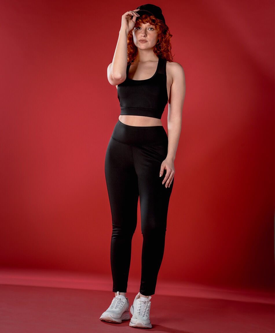 Calza deportiva mujer lisa tiro alto