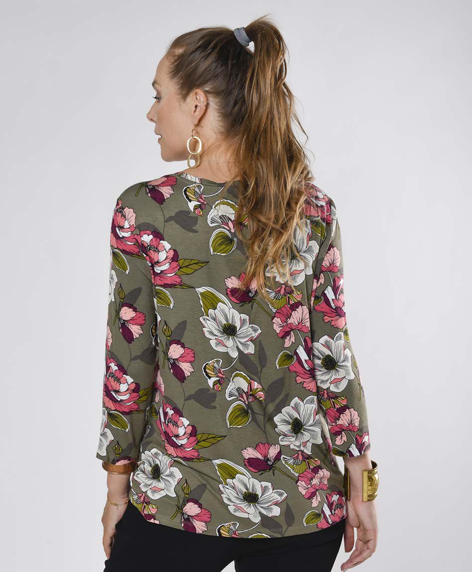 Polera mujer floreada oversize