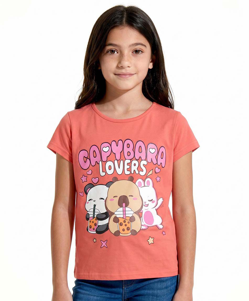 Polera ni&ntilde;a capibara lovers