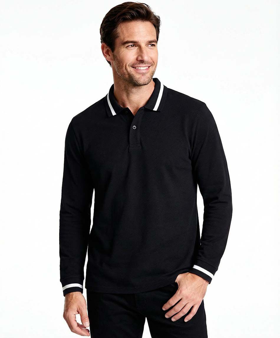 Polera hombre cuello polo linea white
