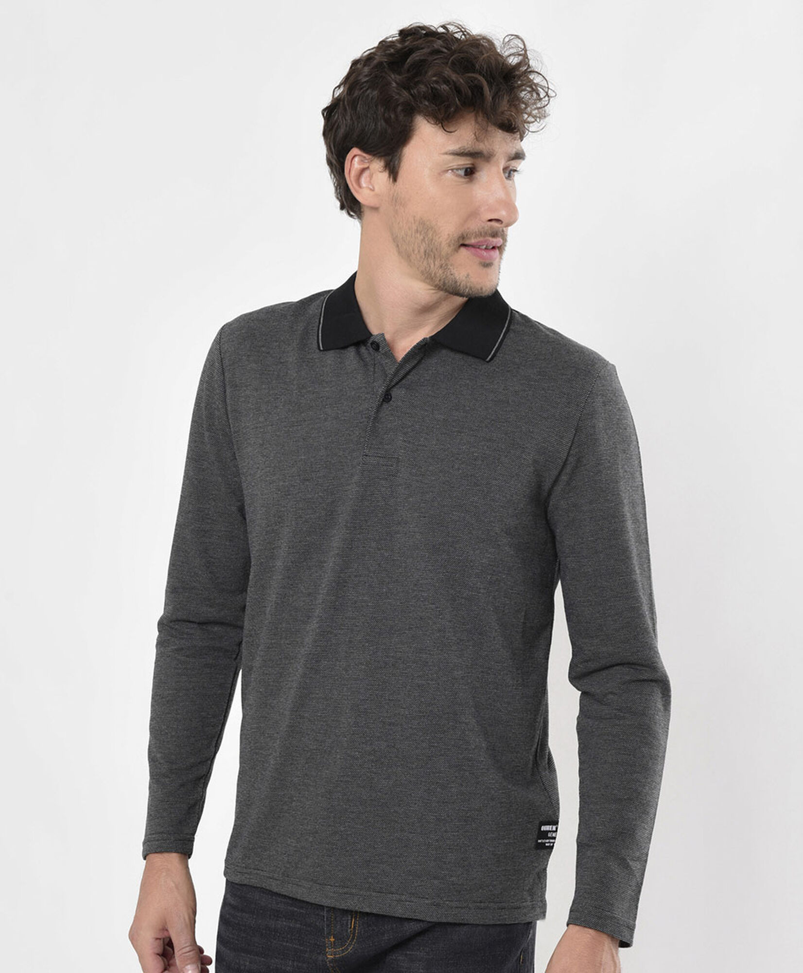 Polera hombre puntitos cuello piqué Polera hombre puntitos cuello piqué