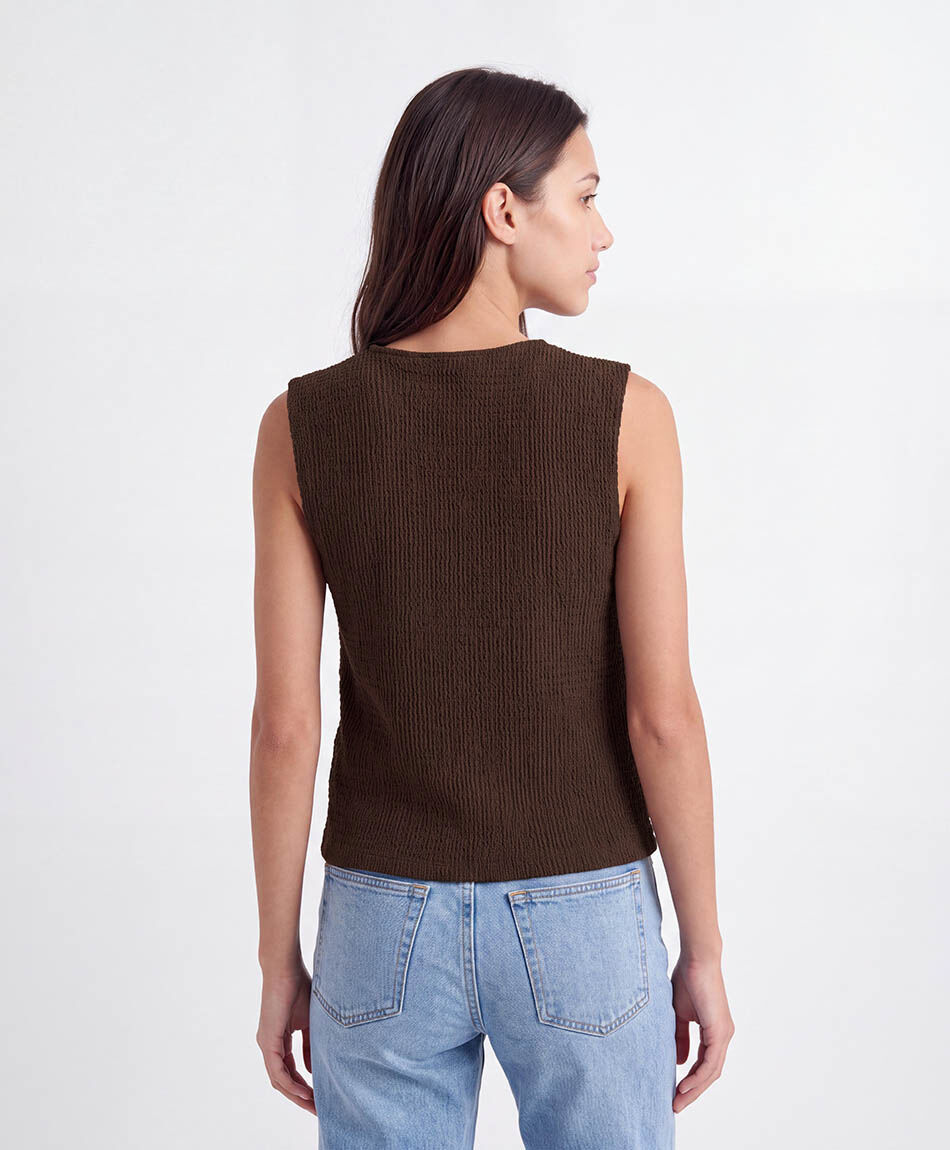 Polera mujer top botones vest