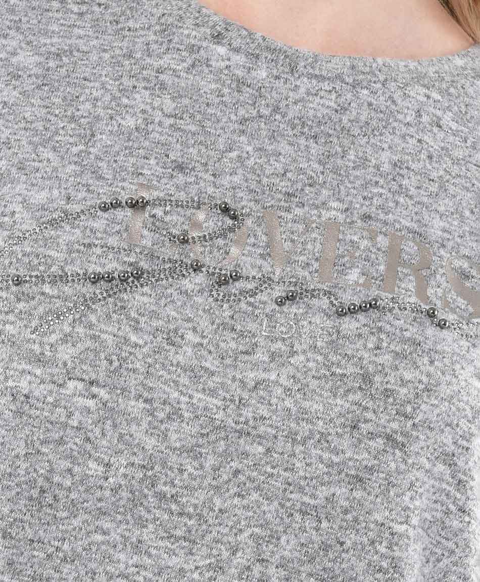 Polera mujer texto perlas