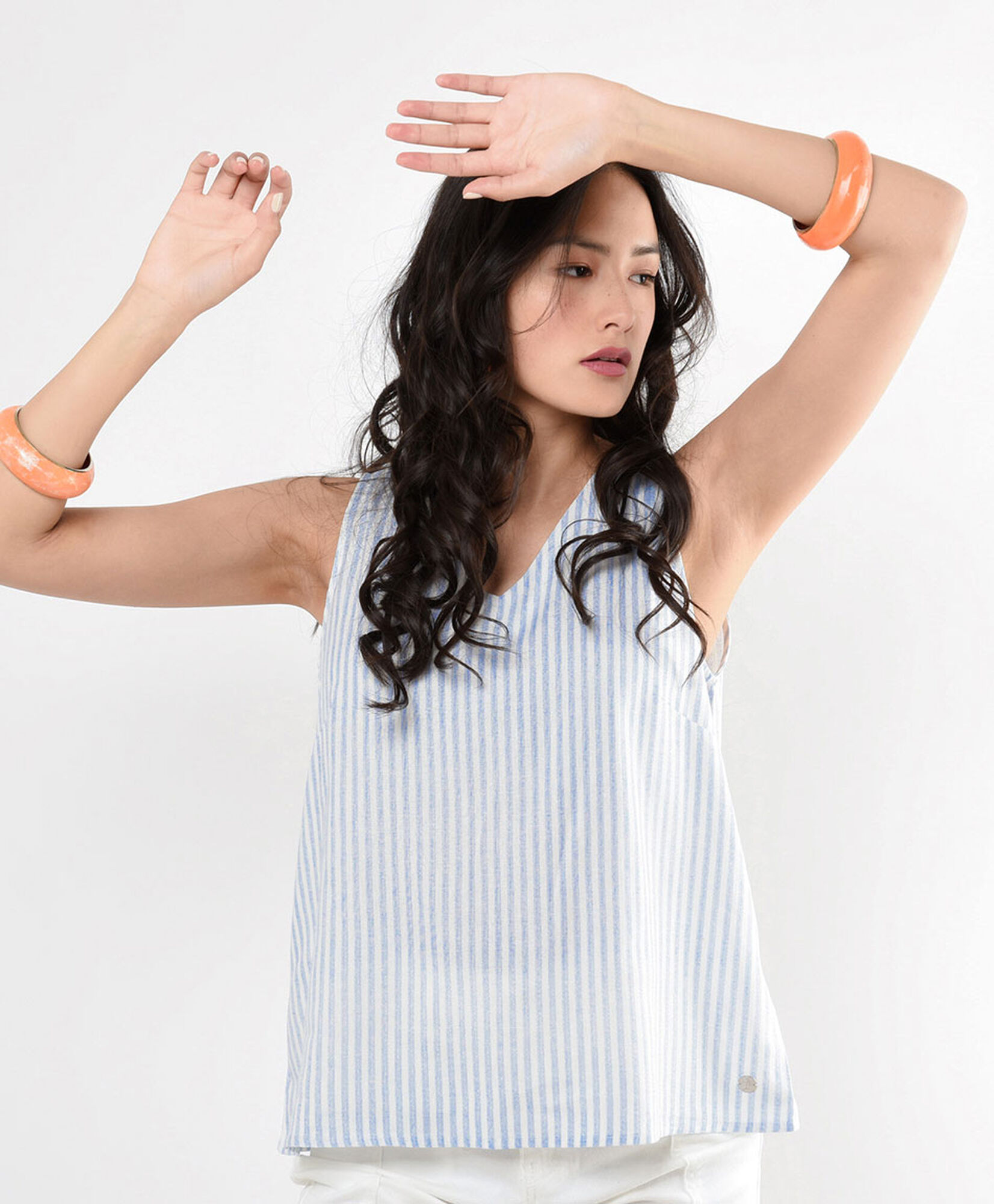 Blusa mujer líneas celeste Blusa mujer líneas celeste