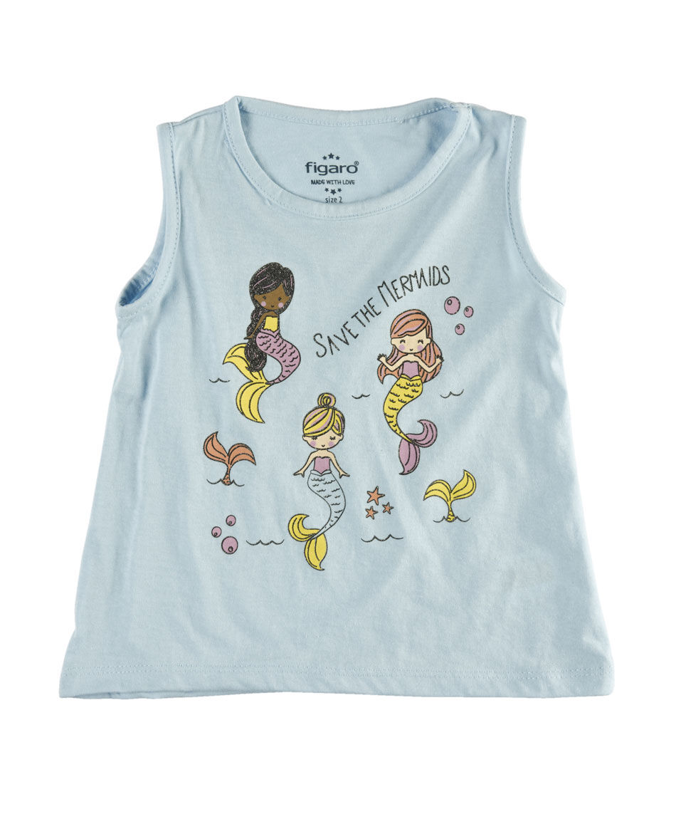 Polera sin mangas cuello redondo