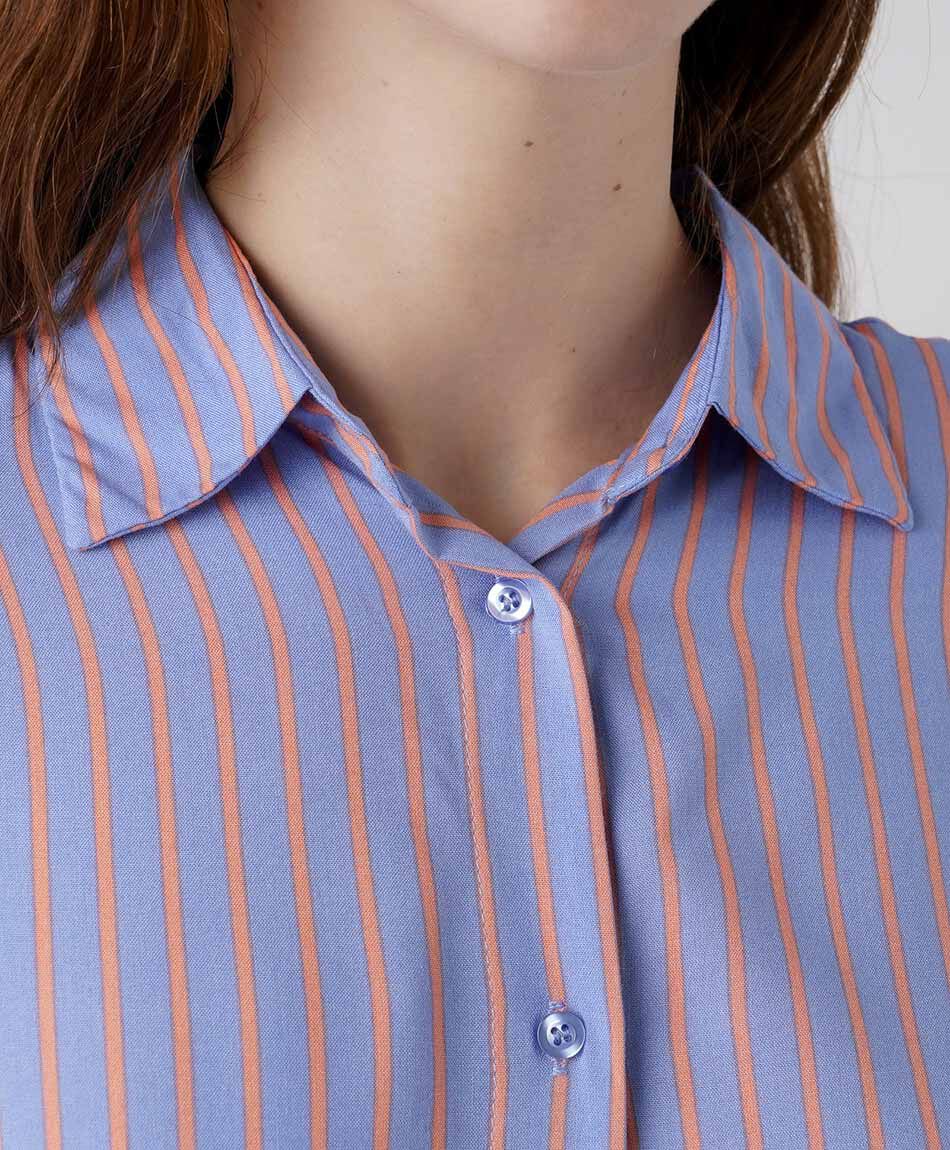 Blusa mujer bicolor l&iacute;neas verticales