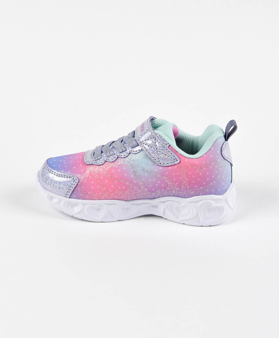 Zapatillas infantil brillantes coraz&oacute;n luces