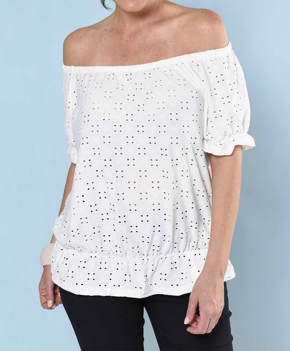 Polera manga al codo cuello off shoulder