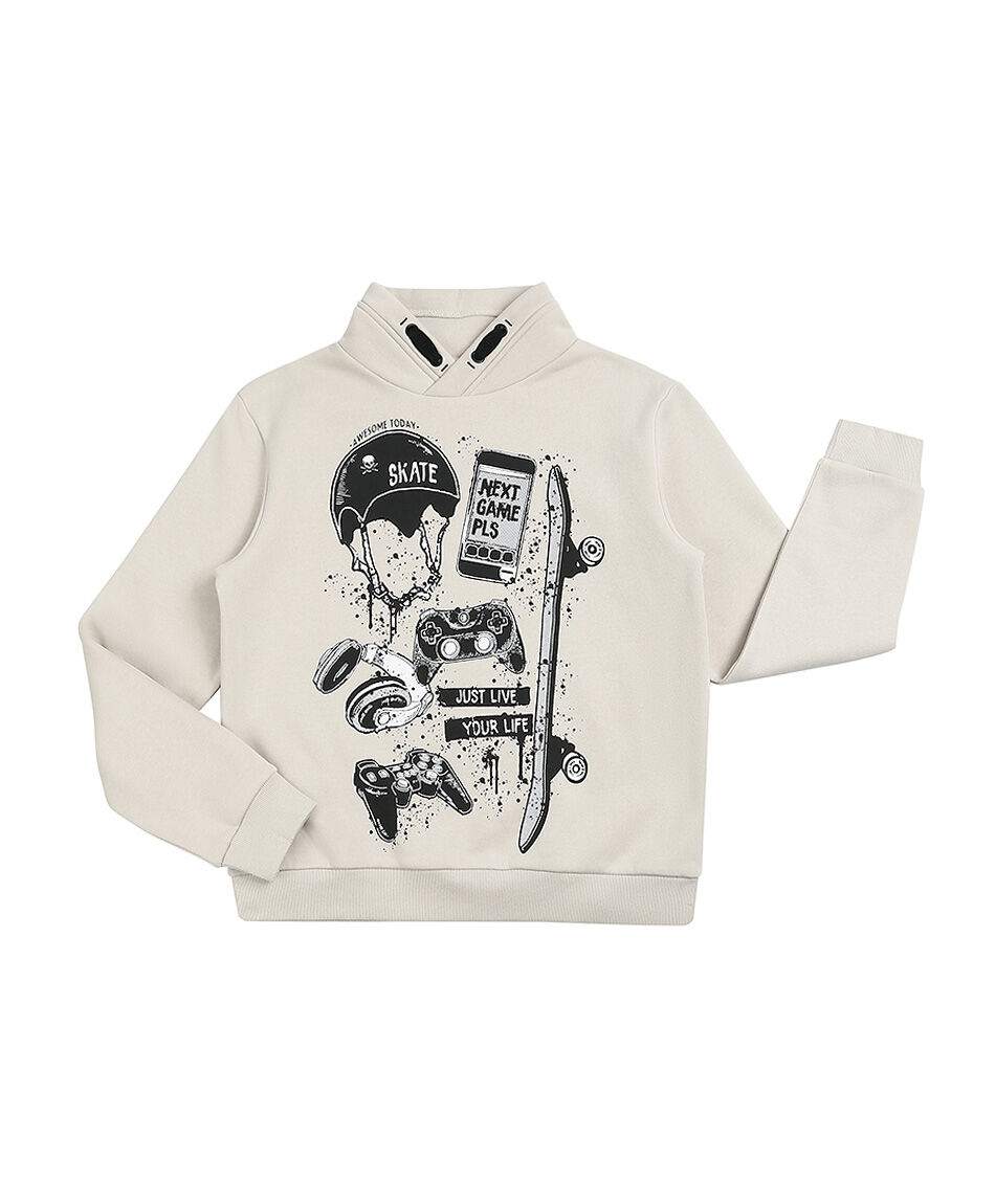 Poler&oacute;n ni&ntilde;o sin gorro skate beige