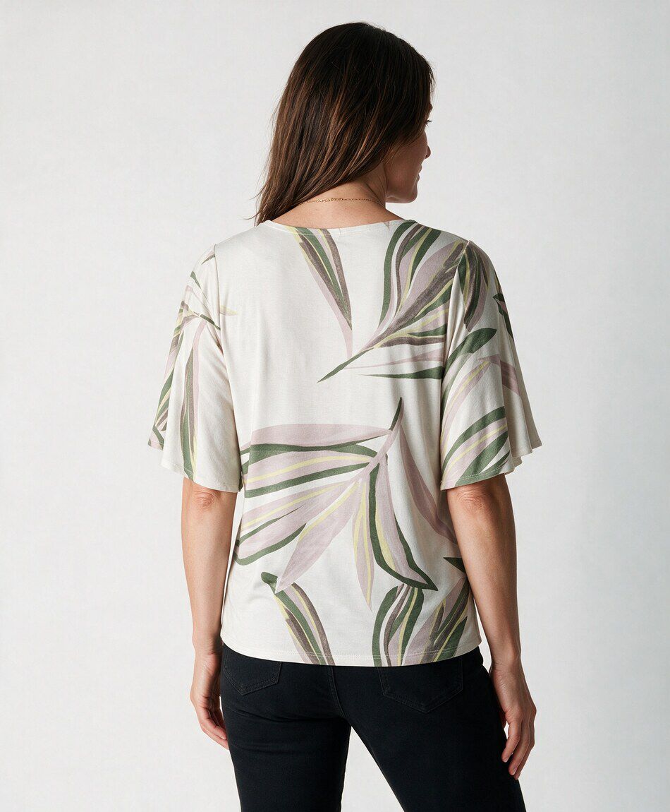 Polera mujer print hojas
