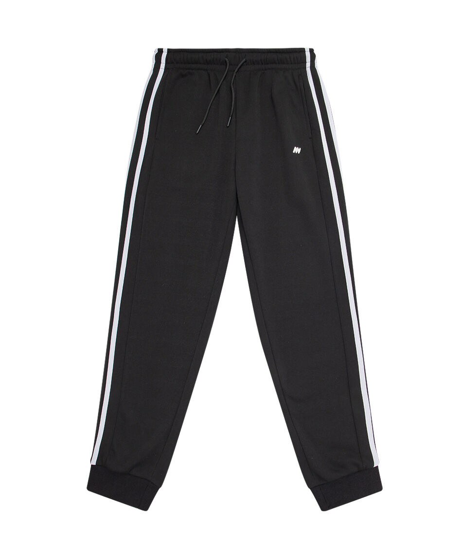 Pantal&oacute;n deportivo hombre negro linea doble