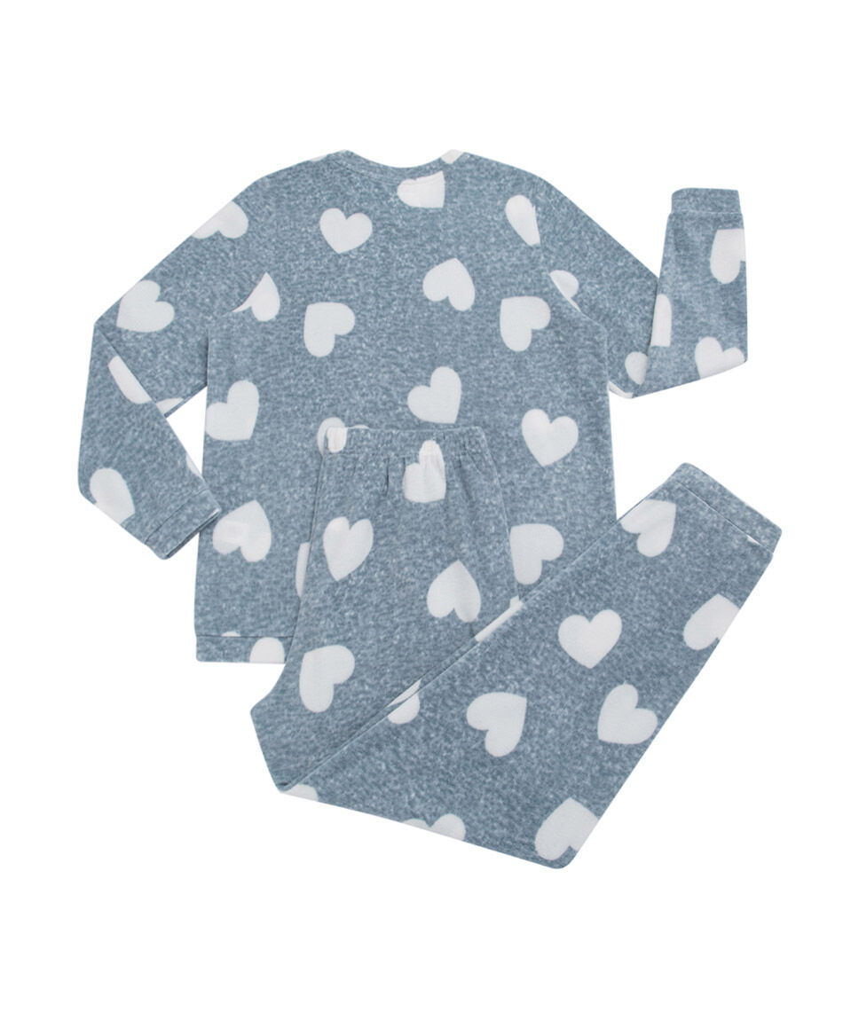 Pijama mujer polar corazones white