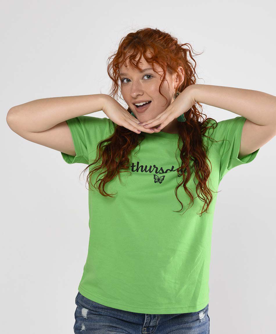 Polera mujer estampada manga corta