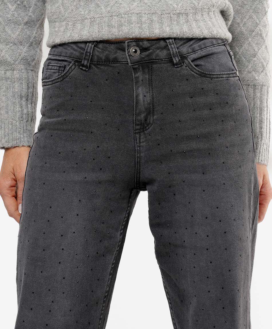 Jeans mujer brillos negros&nbsp;