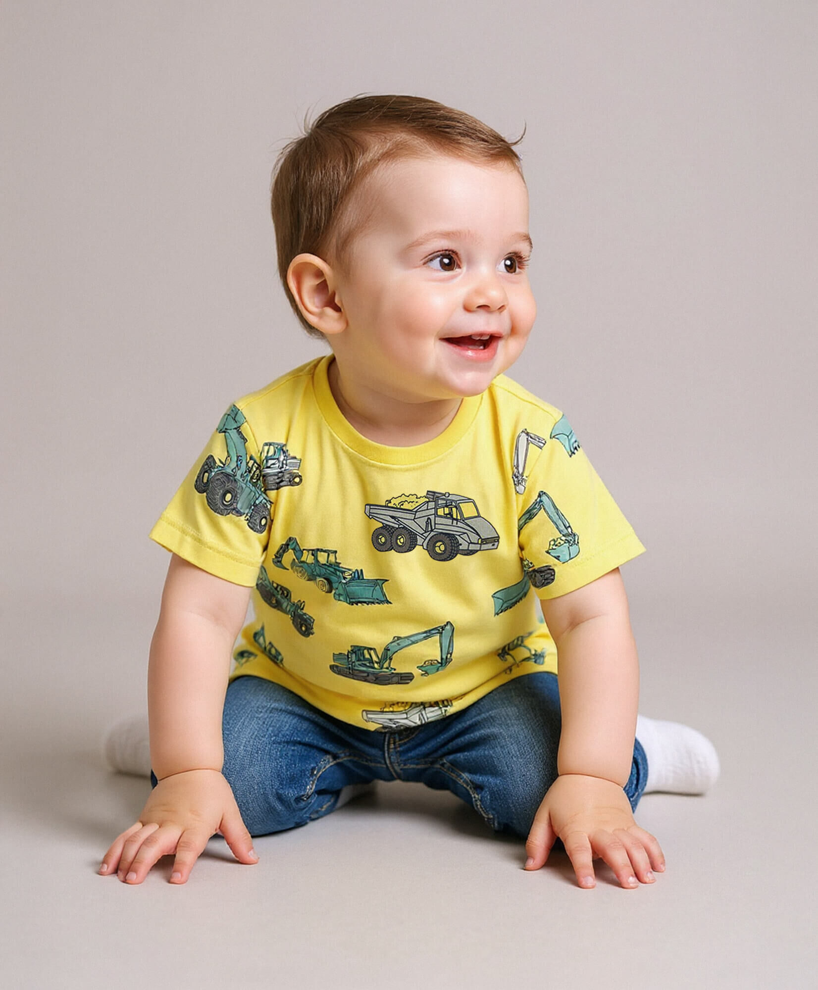 Polera bebé camiones construcción Polera bebé camiones construcción