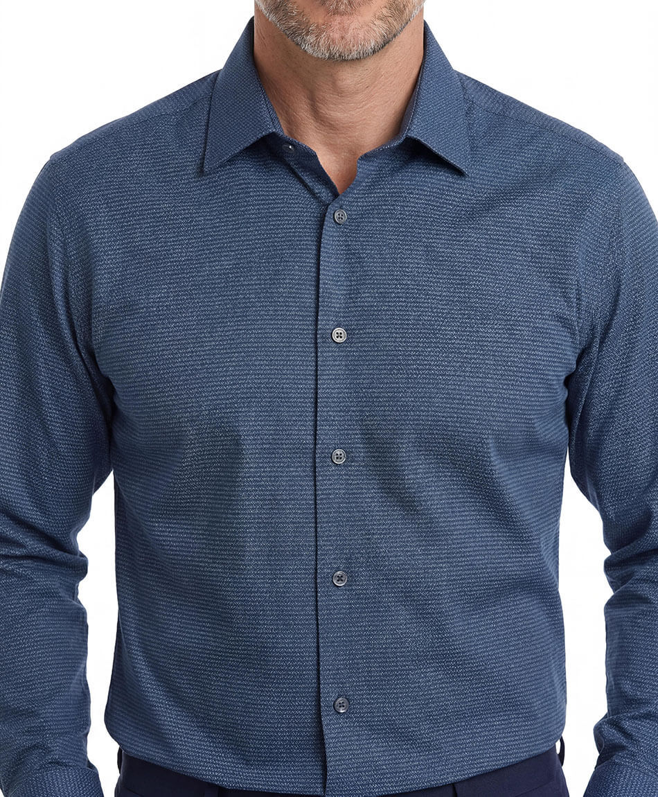 Camisa hombre mini print azul