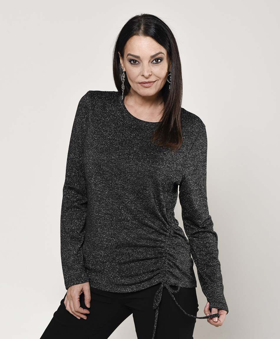 Polera mujer brillante lazo