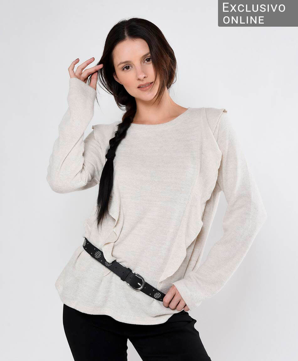 Polera mujer lisa vuelos