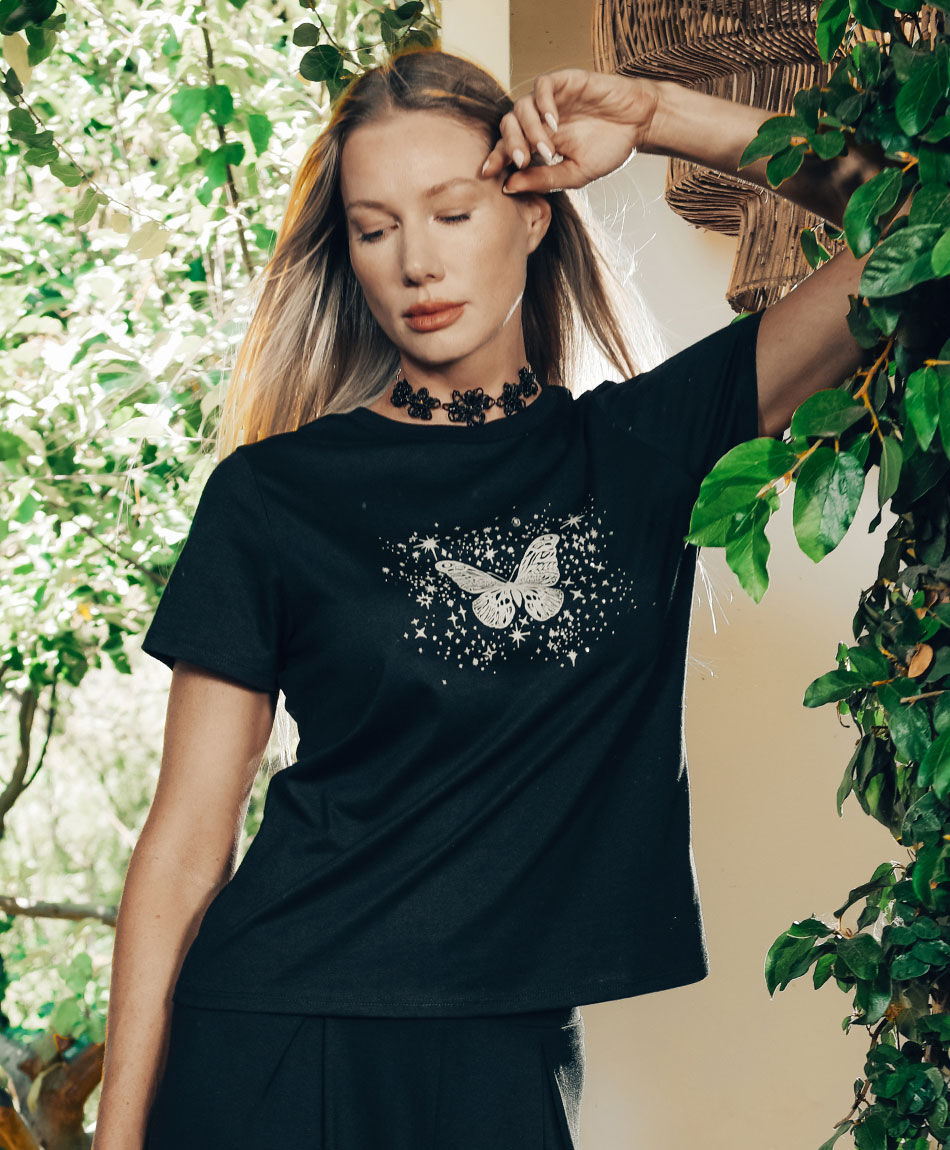 Polera mujer estampado butterfly