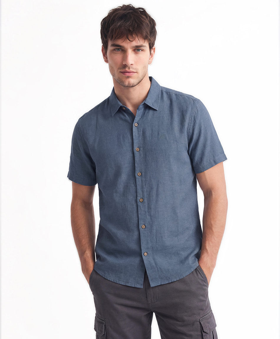 Camisa hombre lino bordado