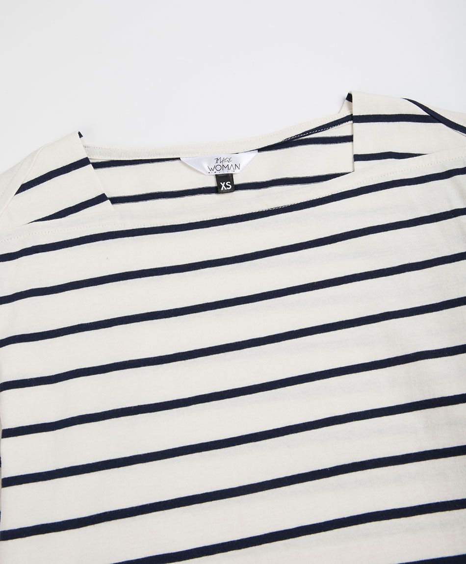 Polera mujer rayas cuello bote