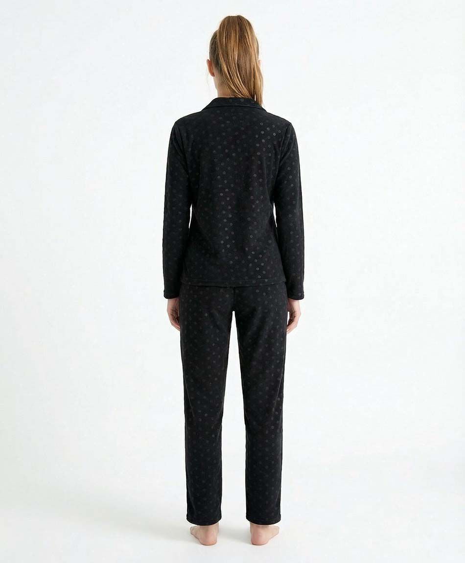 Pijama mujer polar lunares negro