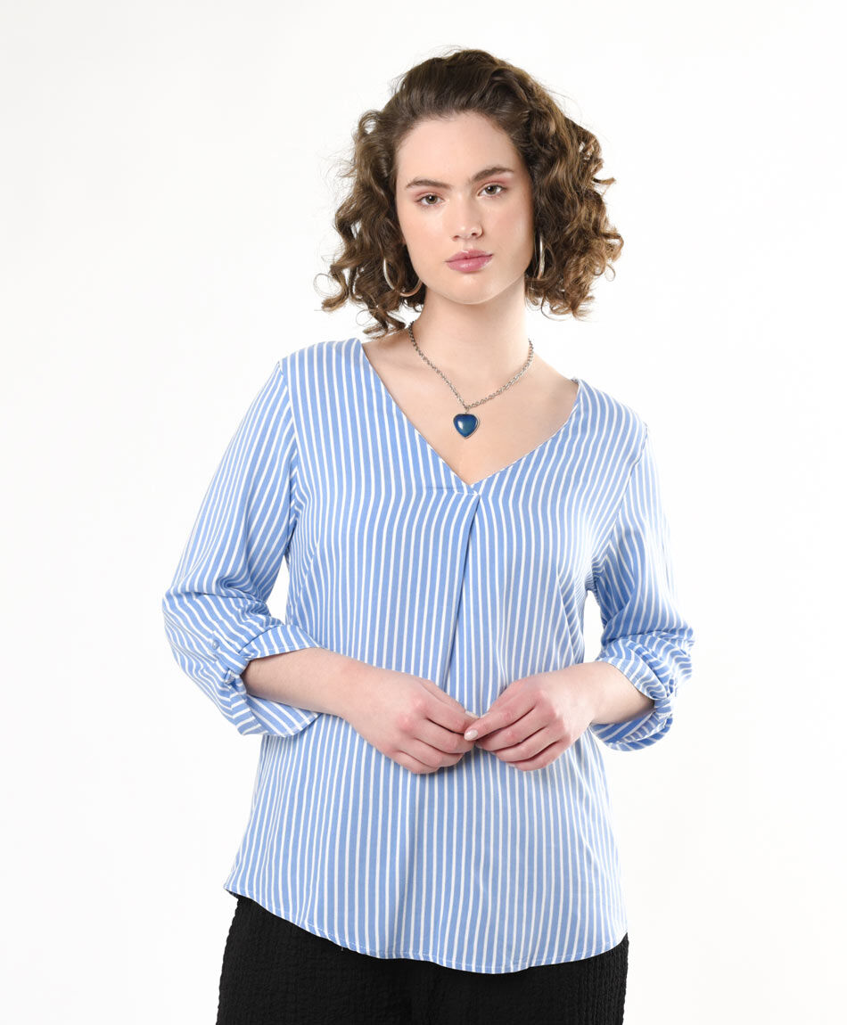 Blusa mujer líneas azul