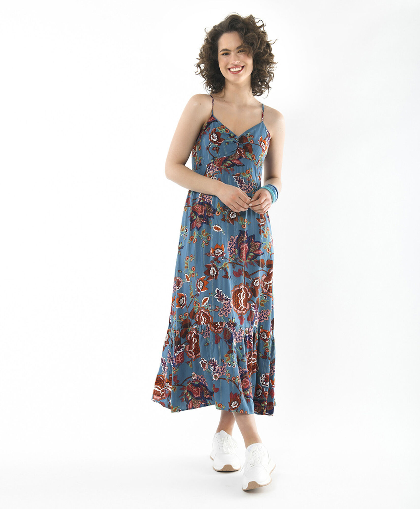 Vestido largo mujer floral hilos dorados Vestido largo mujer floral hilos dorados