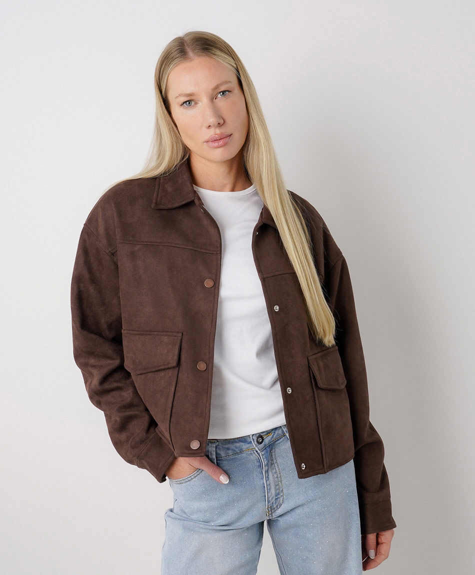 Chaqueta mujer suede bolsillos