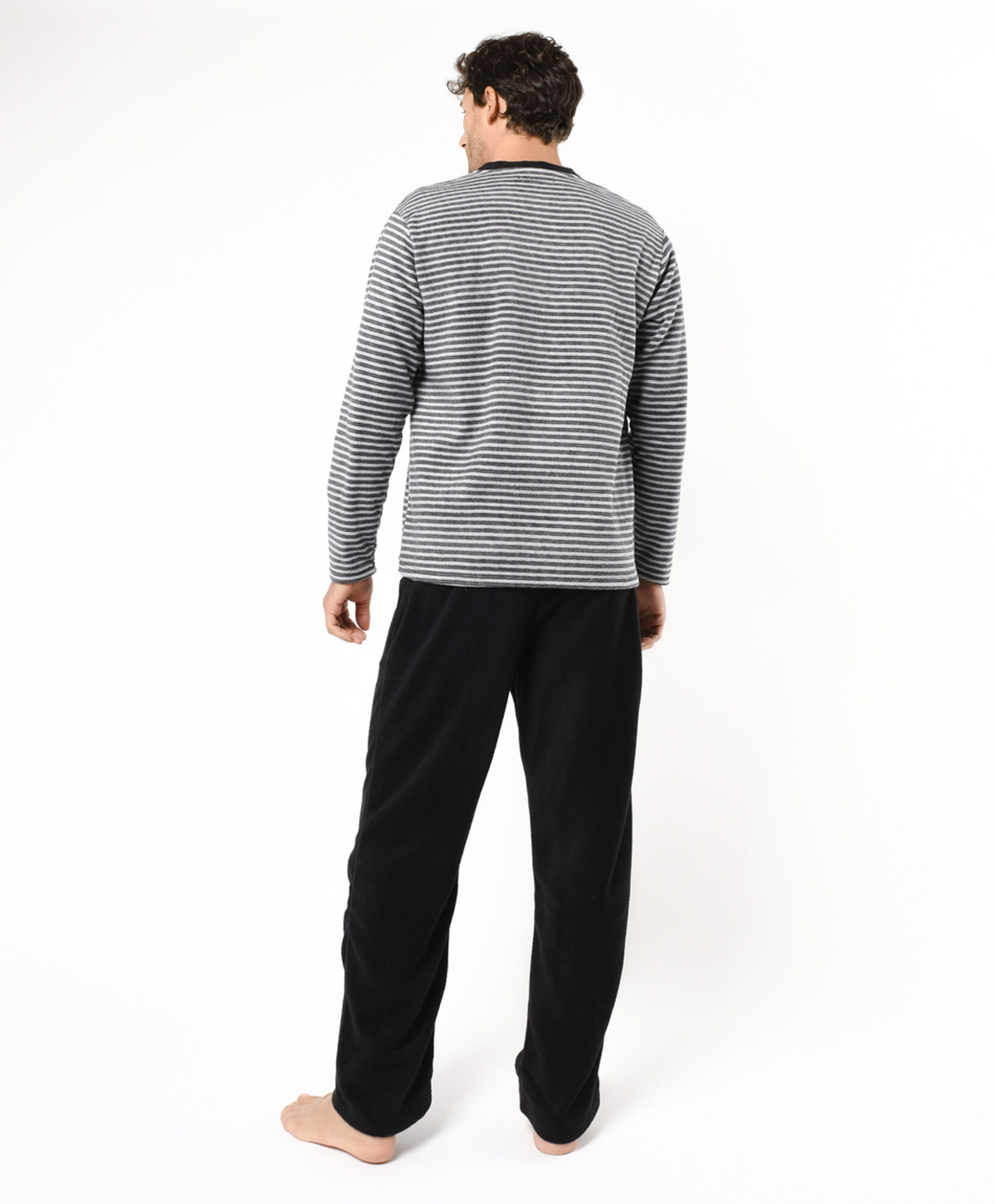 Pijama hombre polar rayas gris Pijama hombre polar rayas gris